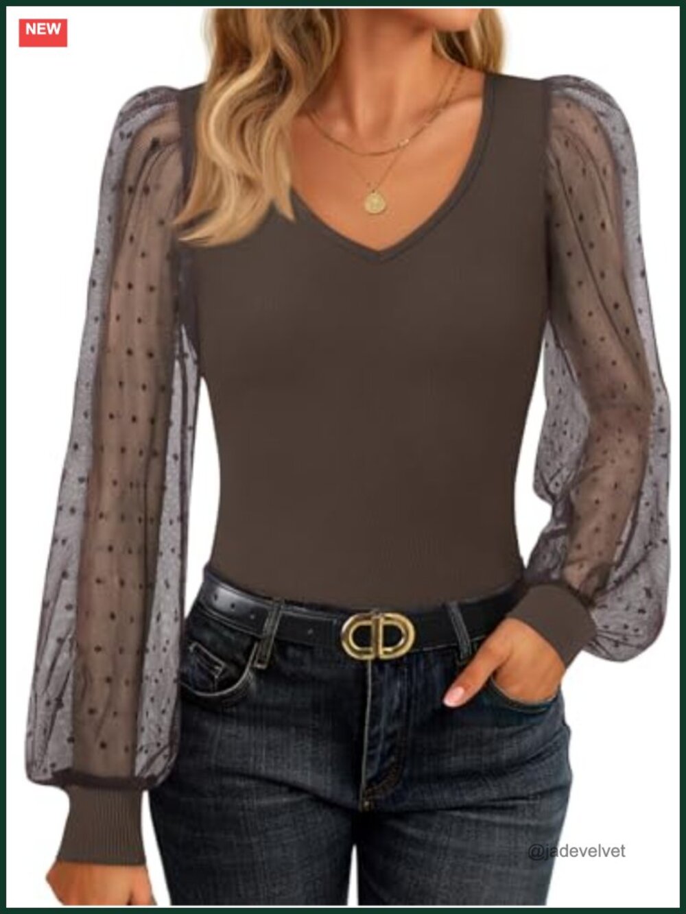 V Neck Sexy Long Sleeve Ribbed Knit Mesh Sheer Top